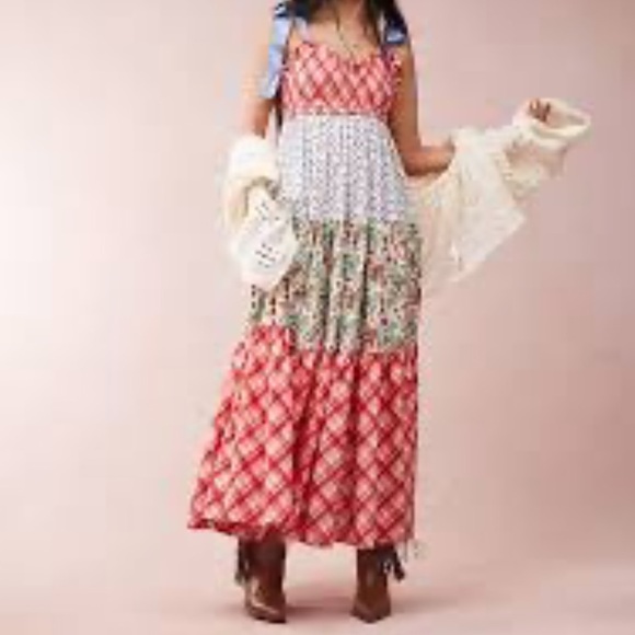 FREE PEOPLE Bluebell Mixed Print Cotton Maxi Dress - Picture 4 of 17